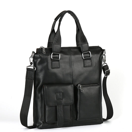 Men's Spring Vertical Business Leather First Layer Men's Tote