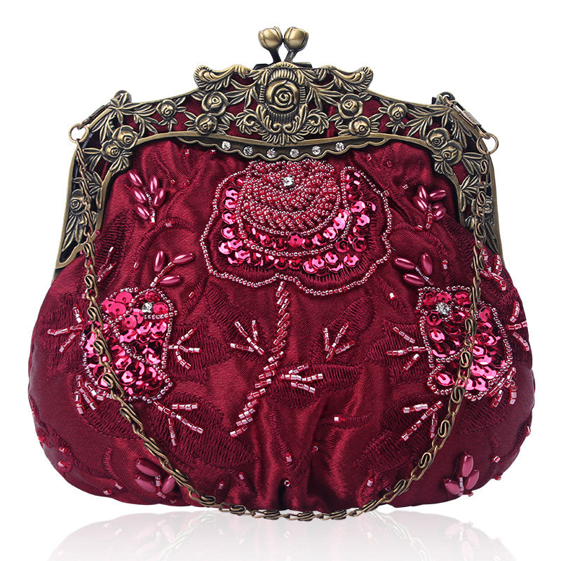Women's Retro Clutch Beaded Handmade Dress Garment Dinner Bag