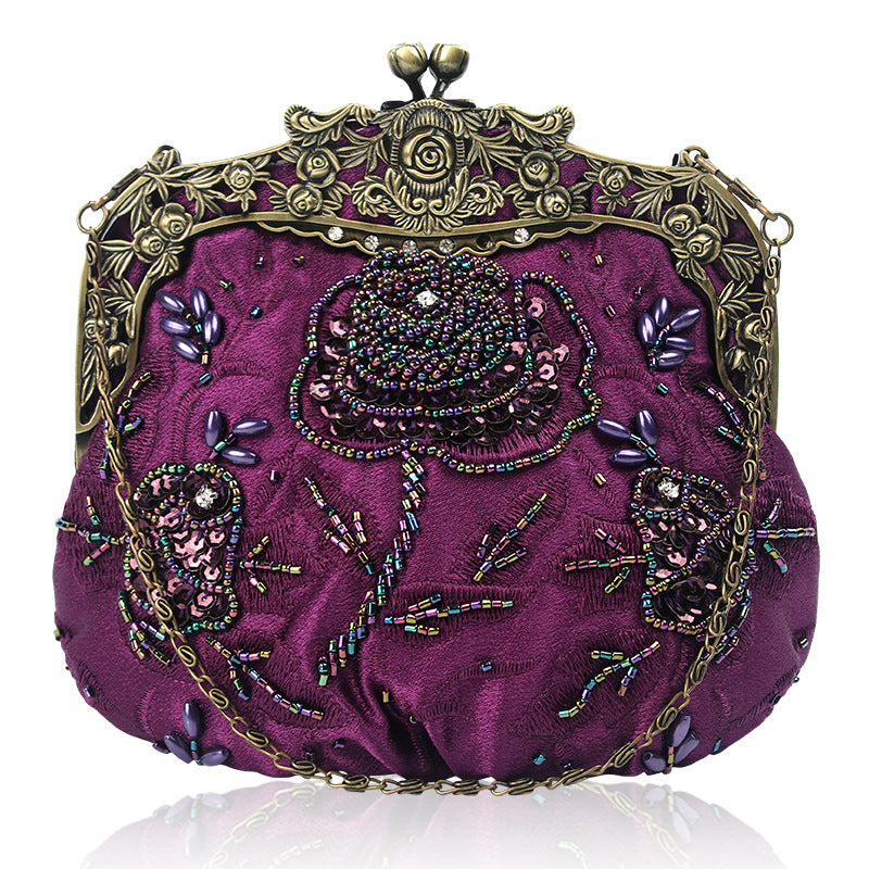 Women's Retro Clutch Beaded Handmade Dress Garment Dinner Bag