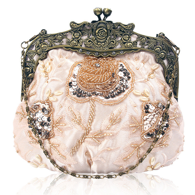 Women's Retro Clutch Beaded Handmade Dress Garment Dinner Bag
