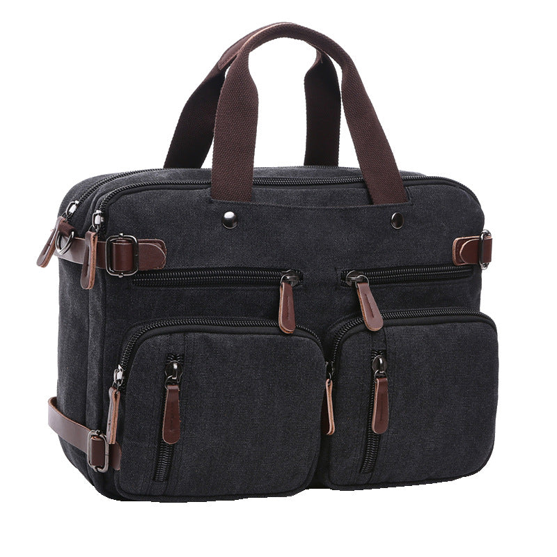 Canvas Business Large Capacity Portable Shoulders Men's Briefcase