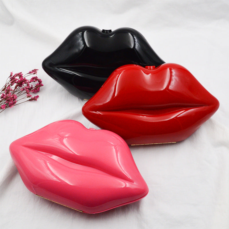 Acrylic Lip Fashion Unique Cute Banquet Women's Messenger Bag