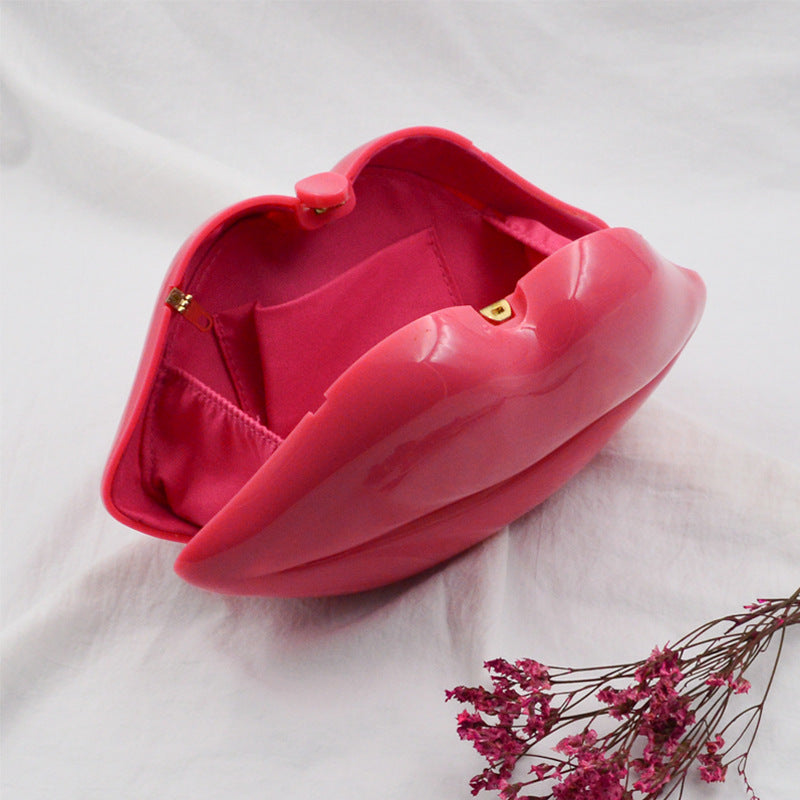 Acrylic Lip Fashion Unique Cute Banquet Women's Messenger Bag