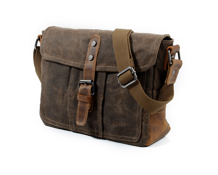 Men's Retro Canvas Simple Waterproof Horizontal Men's Briefcase