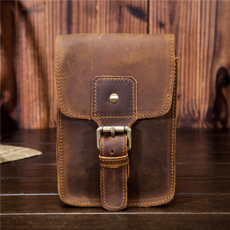 Men's Horse First Layer Cowhide Pants Pannier Mobile Bags