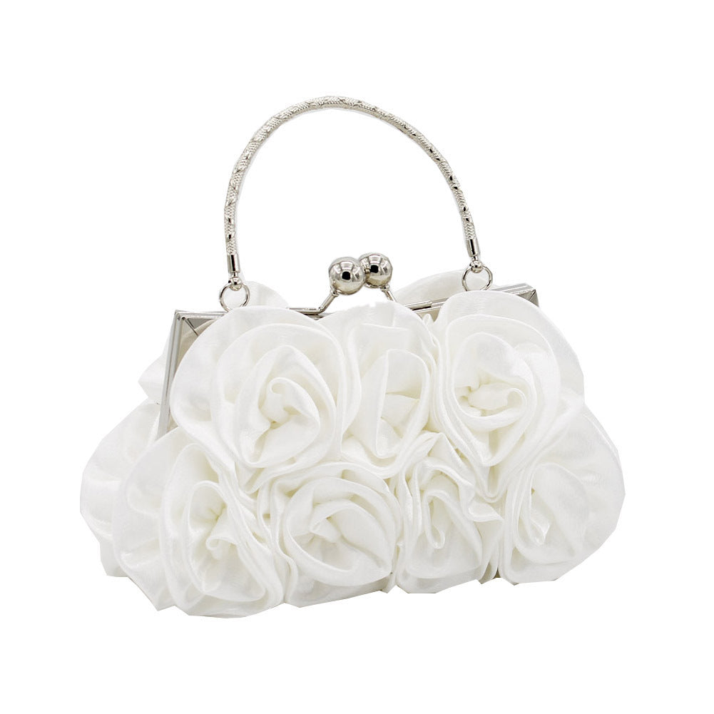 Elegant Satin Cloth With Roses Portable Dinner Bag