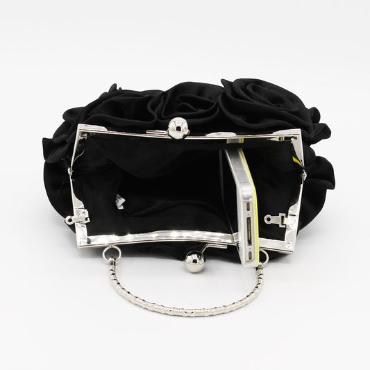 Elegant Satin Cloth With Roses Portable Dinner Bag