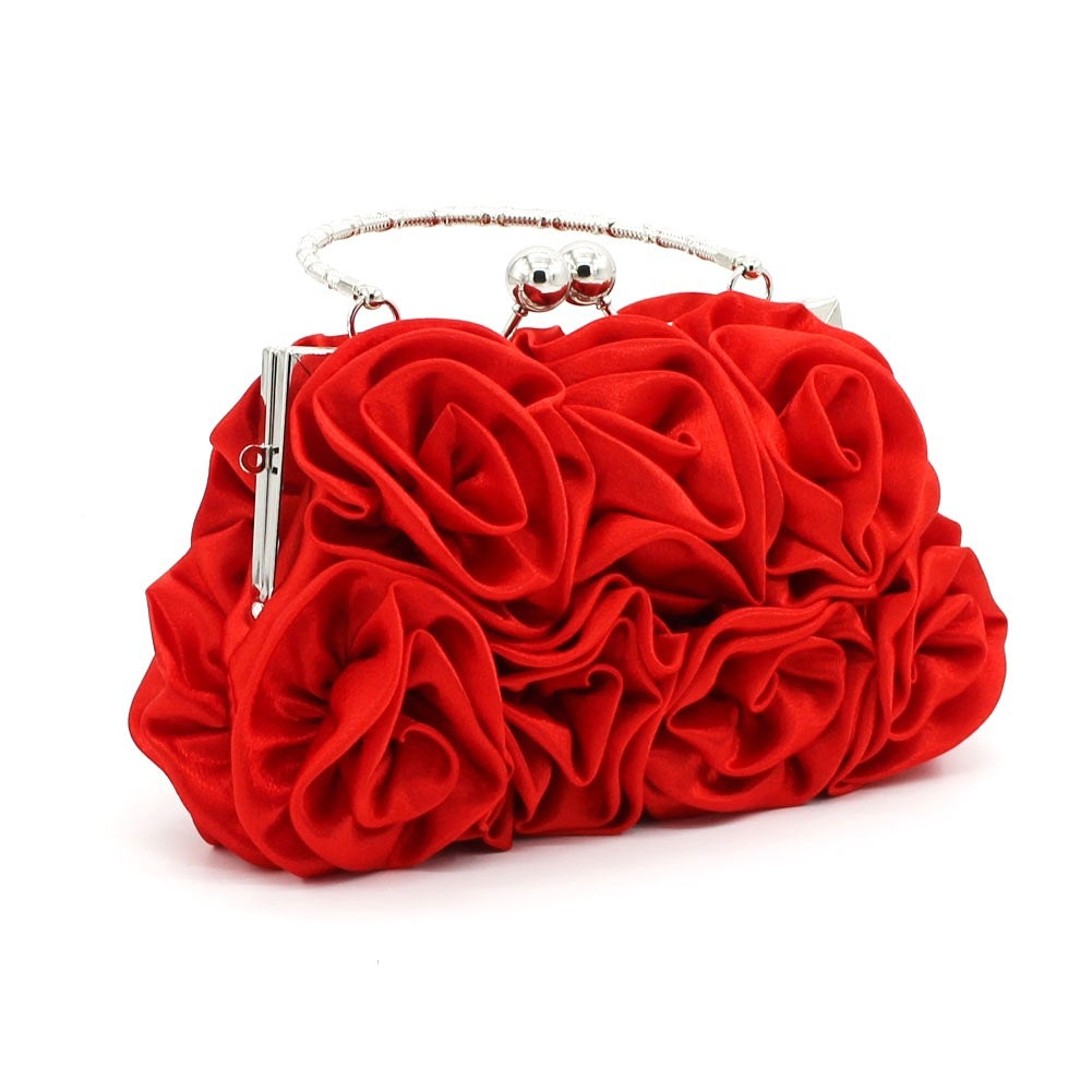 Elegant Satin Cloth With Roses Portable Dinner Bag