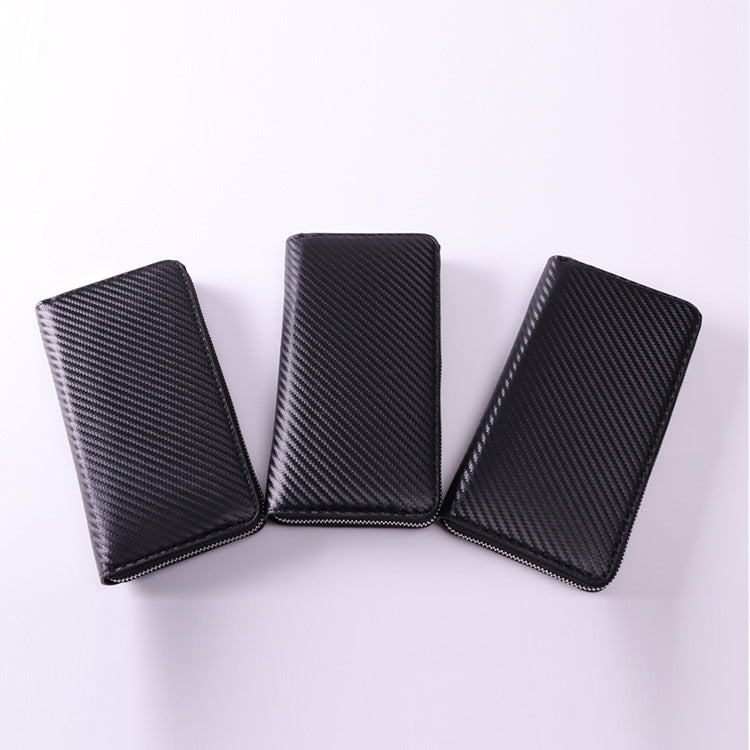 Women's & Men's Grass Mat Pattern Pu Leather Long Carbon Handbags