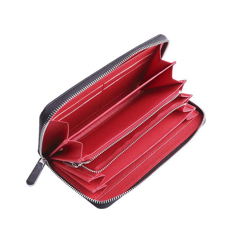 Women's & Men's Grass Mat Pattern Pu Leather Long Carbon Handbags
