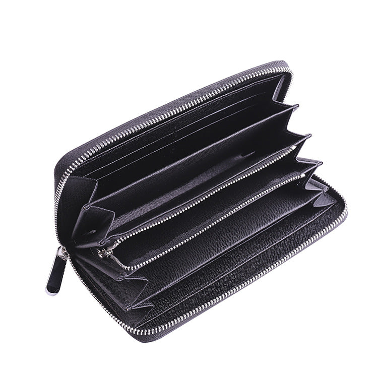 Women's & Men's Grass Mat Pattern Pu Leather Long Carbon Handbags
