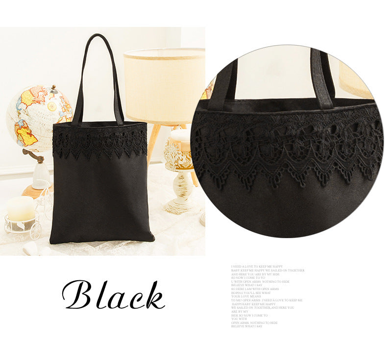 Women's Satin Surface Soft Lace Long Patchwork Handle