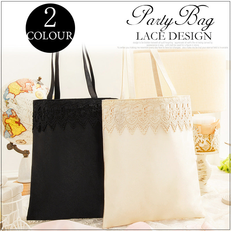 Women's Satin Surface Soft Lace Long Patchwork Handle