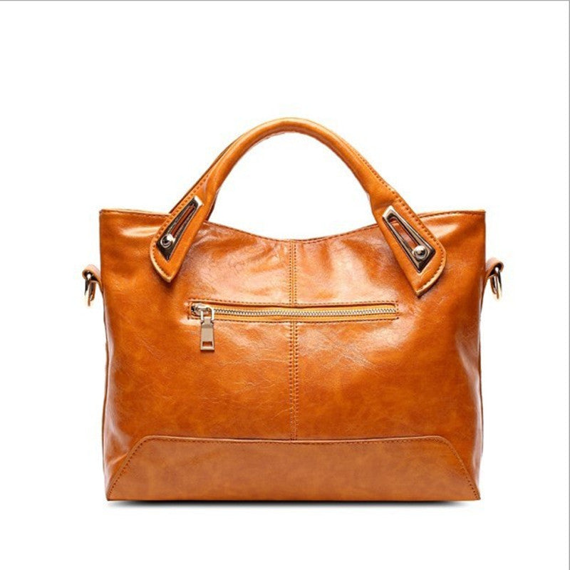 Women's Retro Style Trendy Fashionable Oily Leather Glossy Women's Shoulder Bag