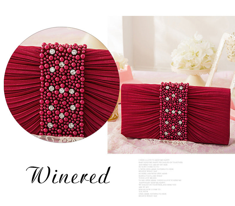 Women's Elegant Fashion Banquet Pleated Handmade Beaded Women's Clutch