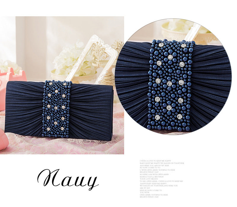Women's Elegant Fashion Banquet Pleated Handmade Beaded Women's Clutch