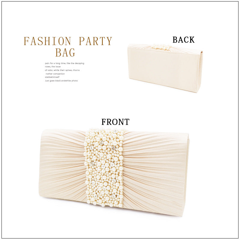 Women's Elegant Fashion Banquet Pleated Handmade Beaded Women's Clutch