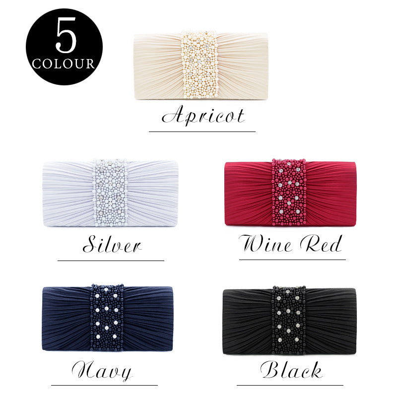Women's Elegant Fashion Banquet Pleated Handmade Beaded Women's Clutch