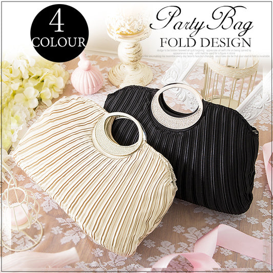 Women's Elegant Banquet Pleated Crystal Ornament Shell Women's Clutch