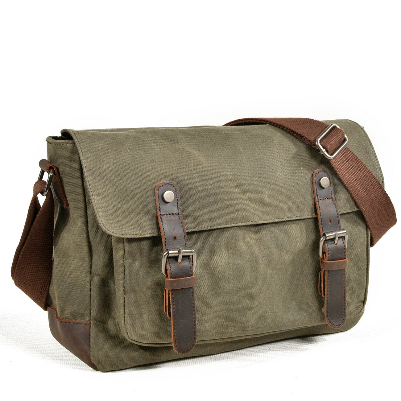 Men's Leisure Oblique Canvas Waterproof Oil Wax Men's Briefcase