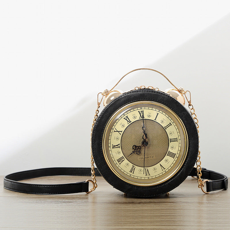 Women's Portable Clock Personality Chain Round Shape Women's Messenger Bag