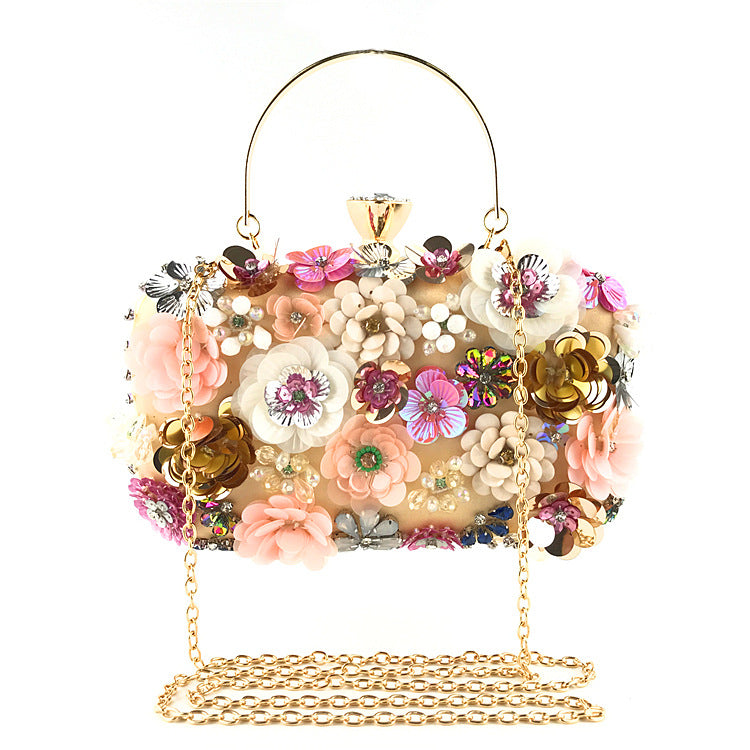 Women's Fashion Handmade Flower Beaded Banquet Wedding Dinner Bag