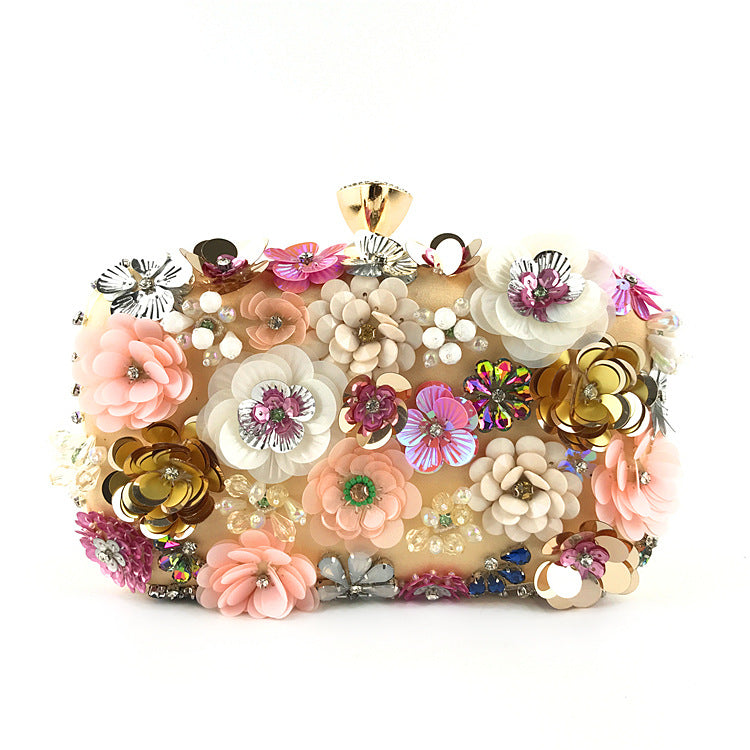 Women's Fashion Handmade Flower Beaded Banquet Wedding Dinner Bag