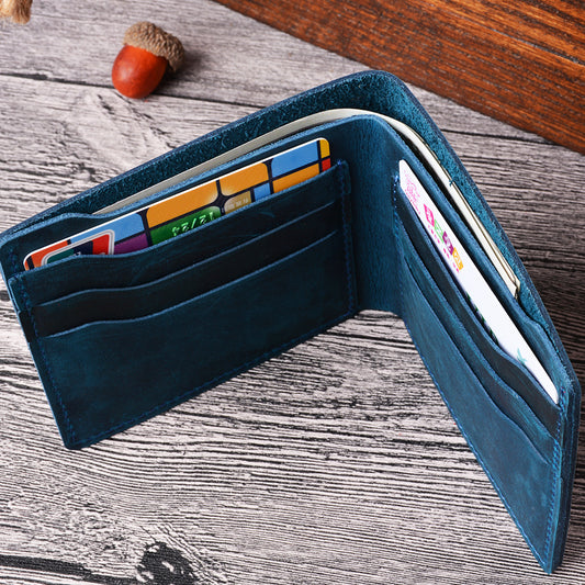 Men's Horse Cowhide Genuine Leather Multiple Slots Vintage Simple Card Holder