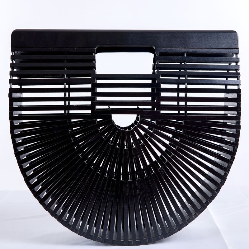 Women's Bamboo Handmade Beach Semicircle Woven Dumpling Handle