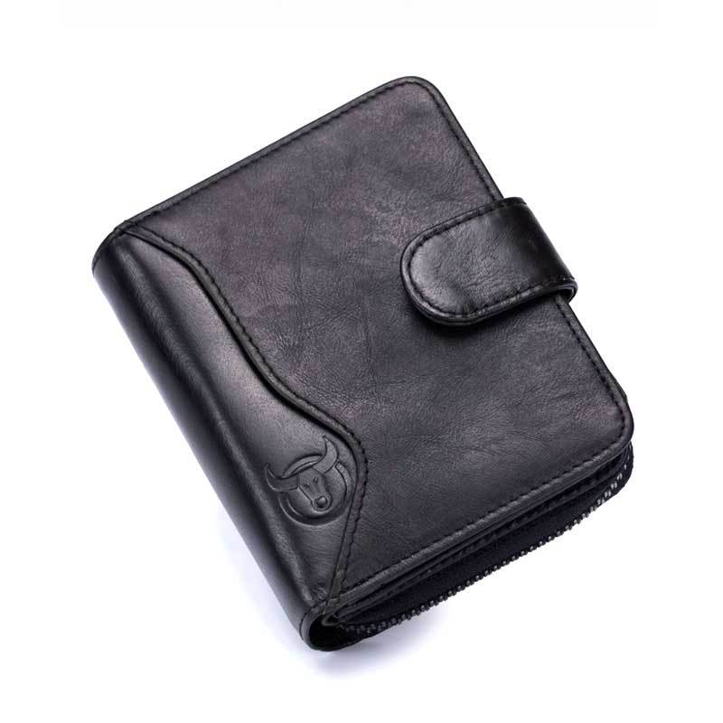 Men's Leather Goods First Layer Cowhide Genuine Organ Zipper Men's Wallet