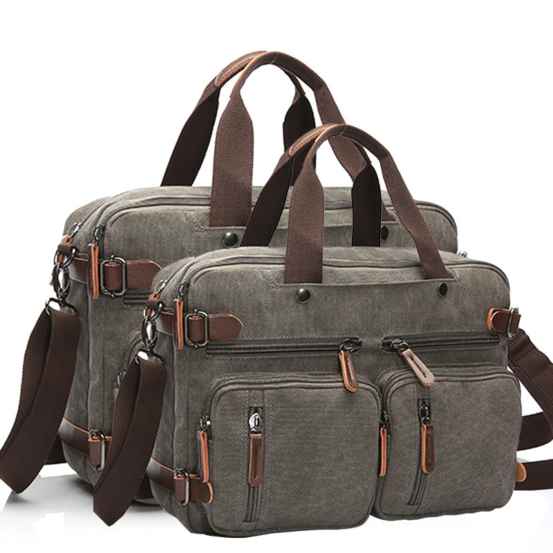 Canvas Business Large Capacity Portable Shoulders Men's Briefcase