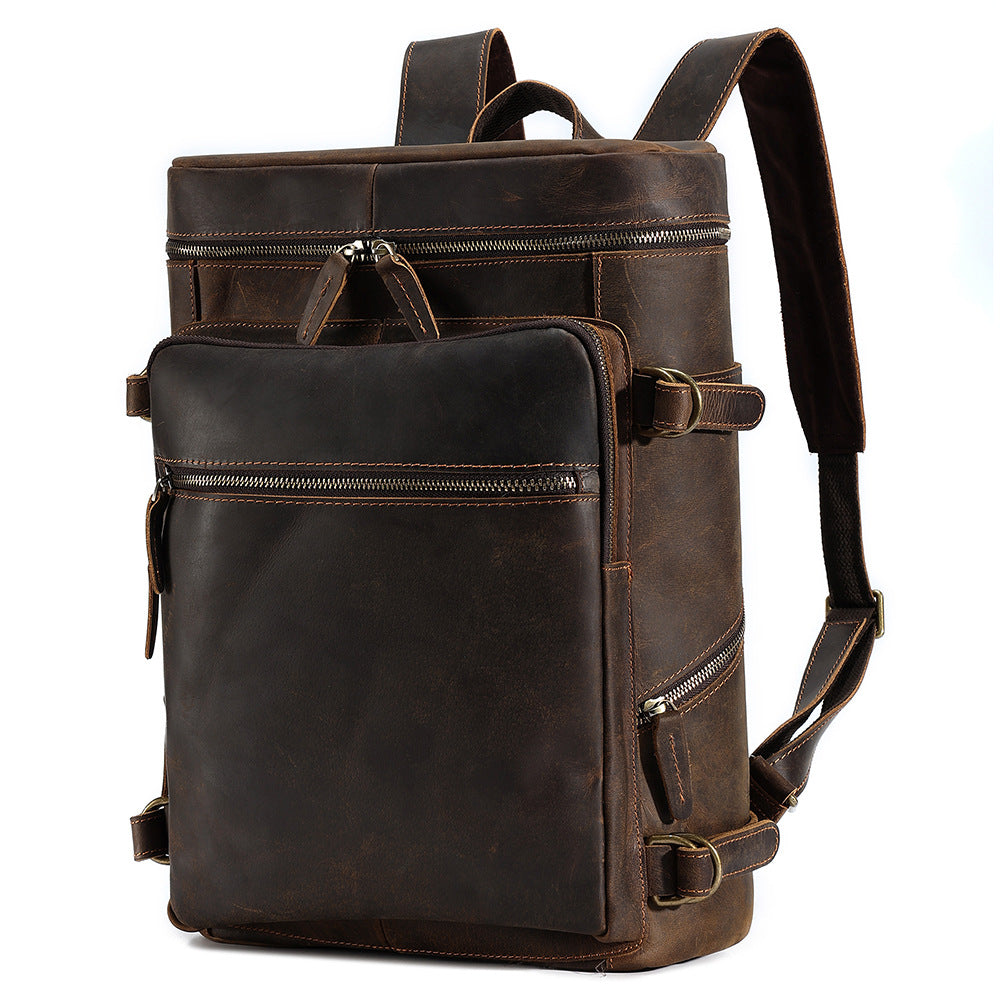 Men's Horse Leather Large Capacity Business Inch Universal Backpack