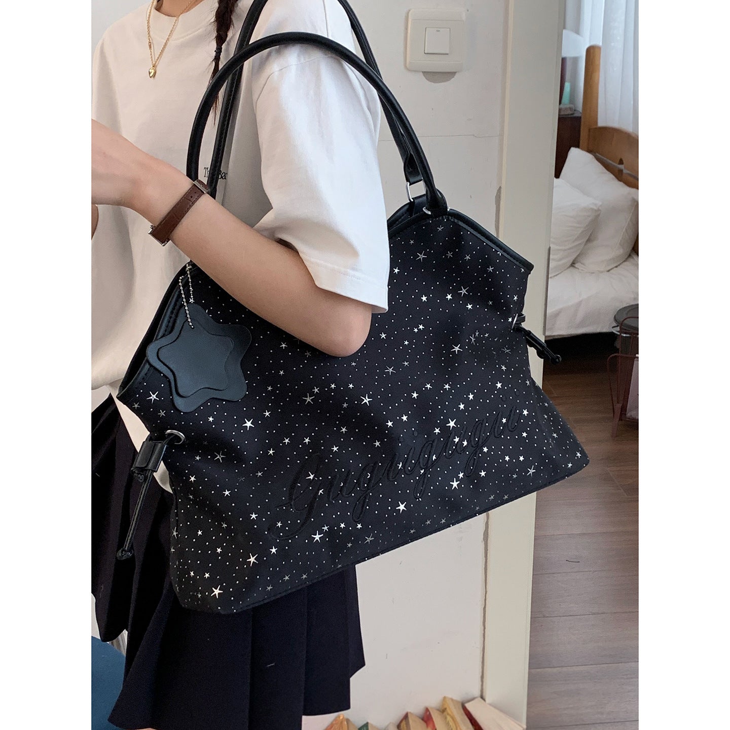 Women's Style Fashion Large Capacity Underarm Simple Letter Tote Bag