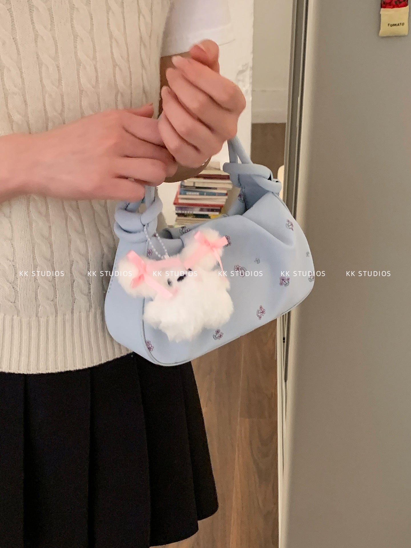 Women's Korean Style Fashion Carrying Flower Print Small Square Bag