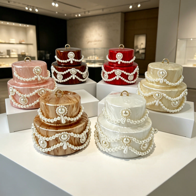 Women's Cake Acrylic Dinner Candy Color Trend Pearl Handbags
