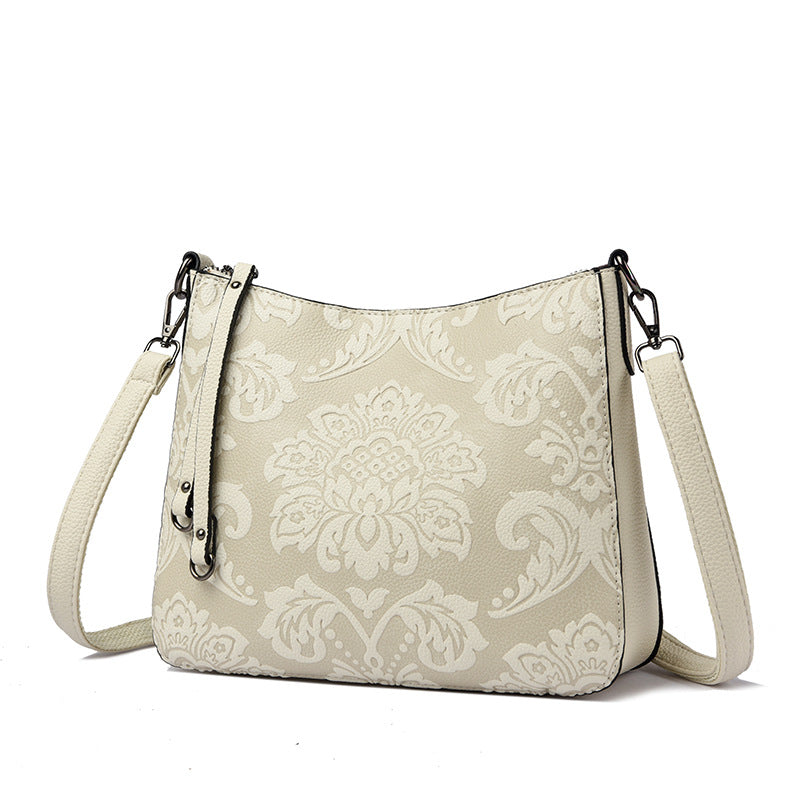 Women's Chinese Style Mother Soft Leather Embossed Women's Messenger Bag
