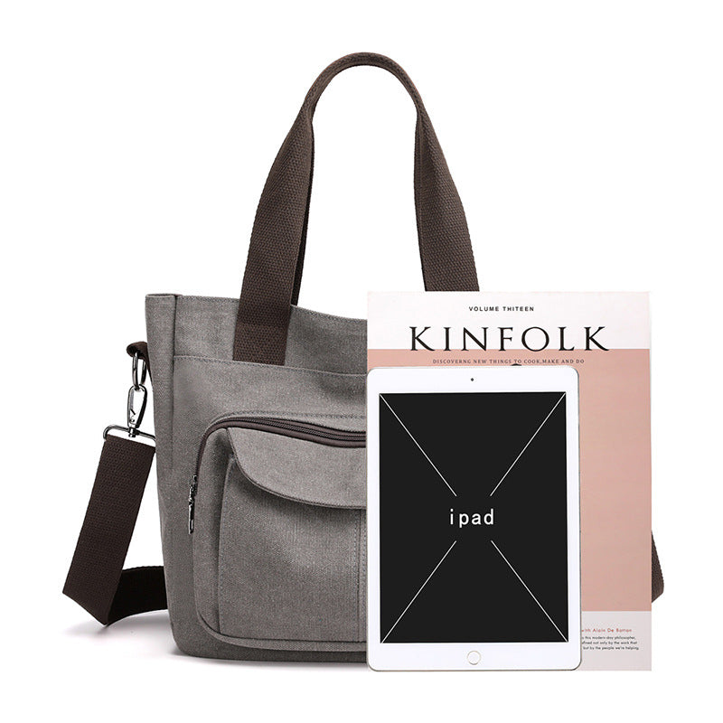 Women's Simple Retro Canvas Large Capacity Portable Shoulder Bags