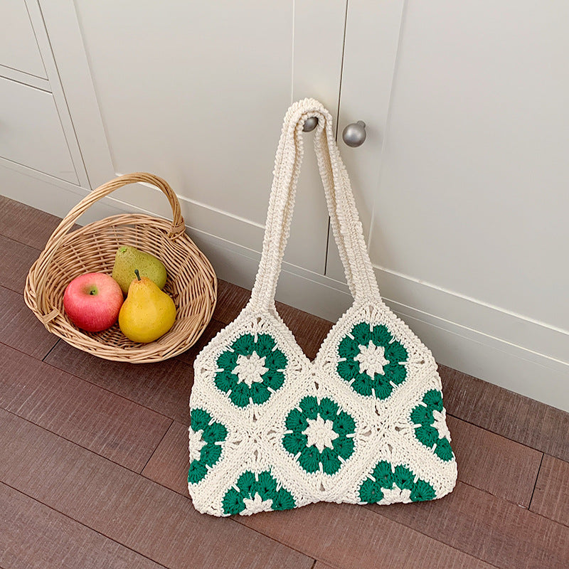 Sunflower Cotton Cord Woven Handmade Knitting Summer Seaside Holiday Large Women's Shoulder Bag