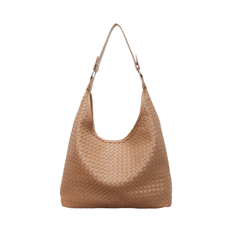 Large Capacity Woven Cross Body Wide Straps Fashion Commuter Women's Shoulder Bag