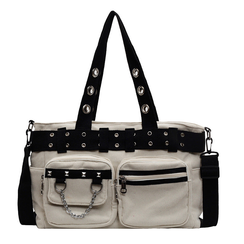 Women's Punk Large Capacity Rivet Commuter Women's Shoulder Bag