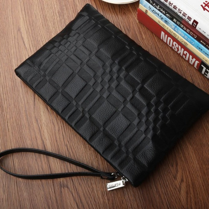Men's Genuine Leather Calfskin Envelope Soft Underarm Handbags