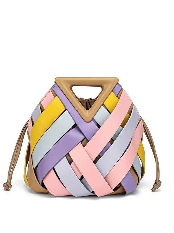 Women's Inverted Triangle Hollow Vegetable Basket Woven Women's Messenger Bag