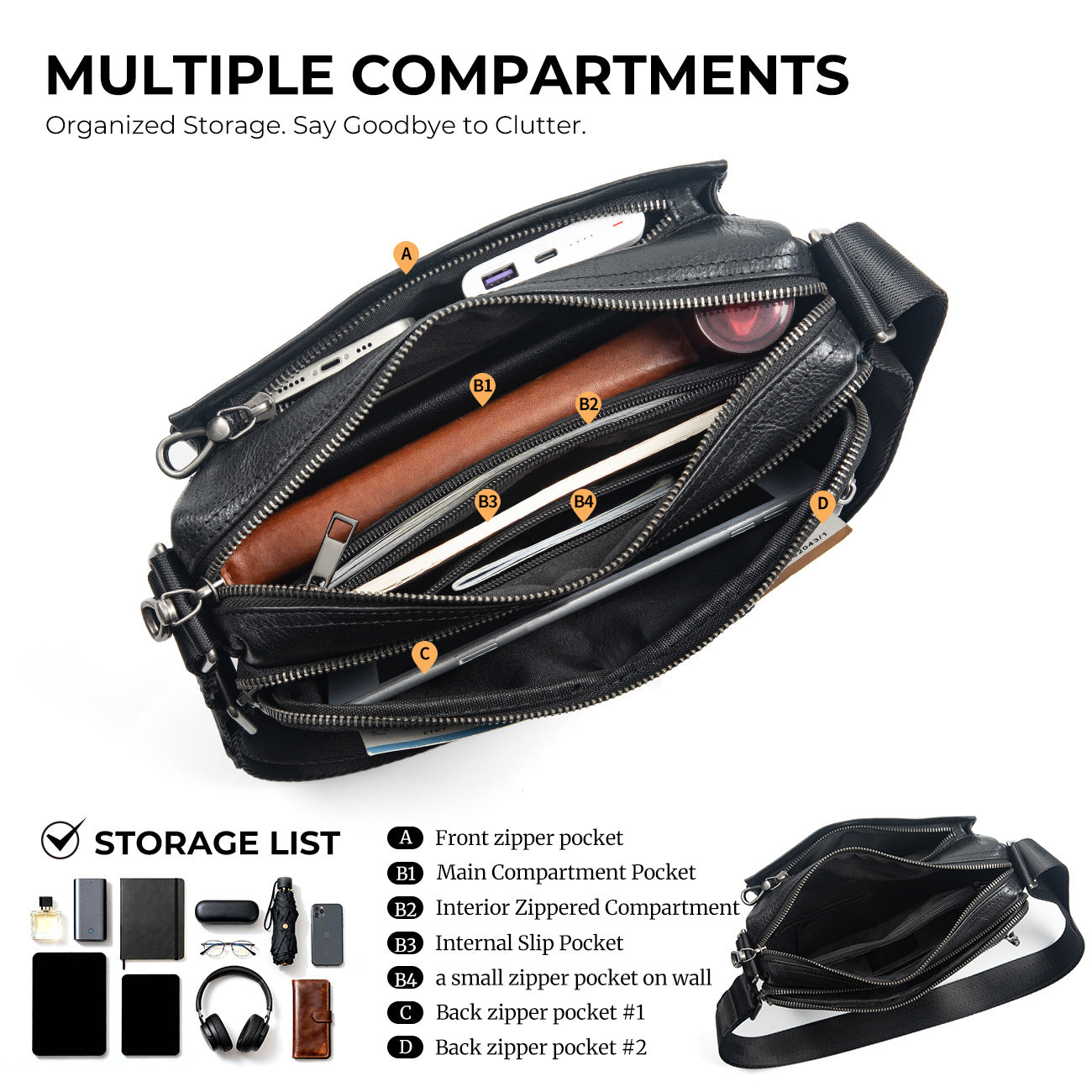 Women's & Men's Elegant Korean Soft Leather Design Applicable Men's Shoulder Bag