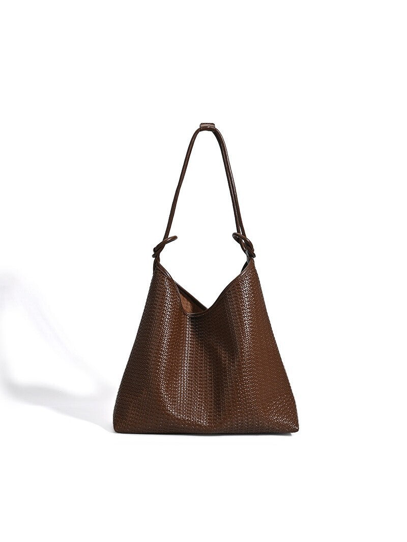 Large Capacity Idle Style Relaxed Fashion Embossed Woven Son Women's Shoulder Bag