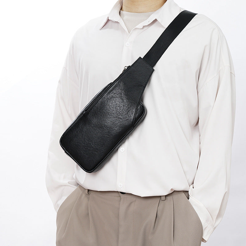 Men's First Layer Cowhide Fashion Genuine Leather Men's Chest Bag