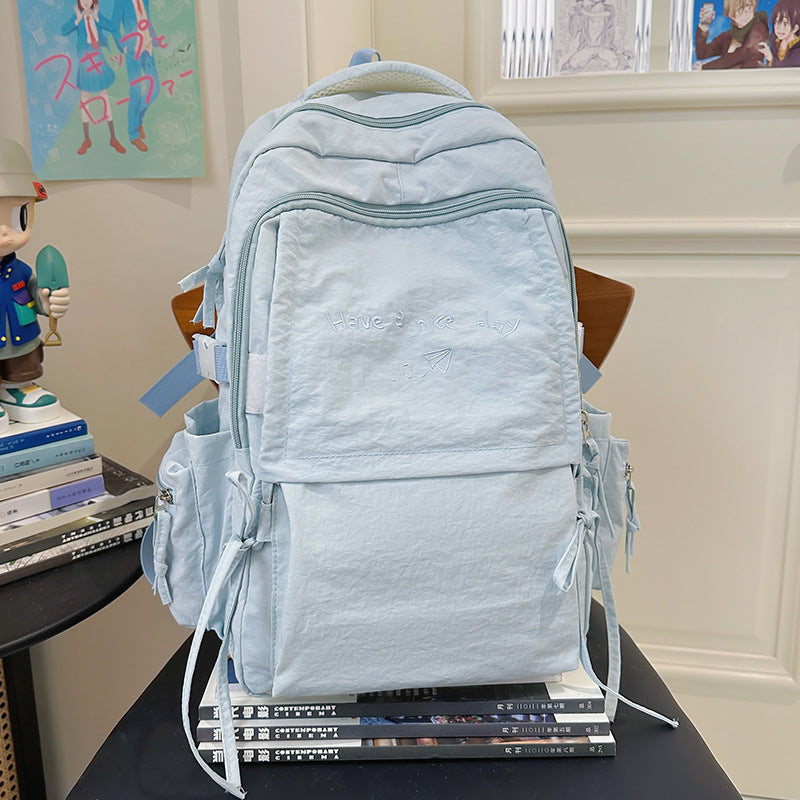 Women's Large Capacity Solid Color Simple Junior College Student Schoolbag