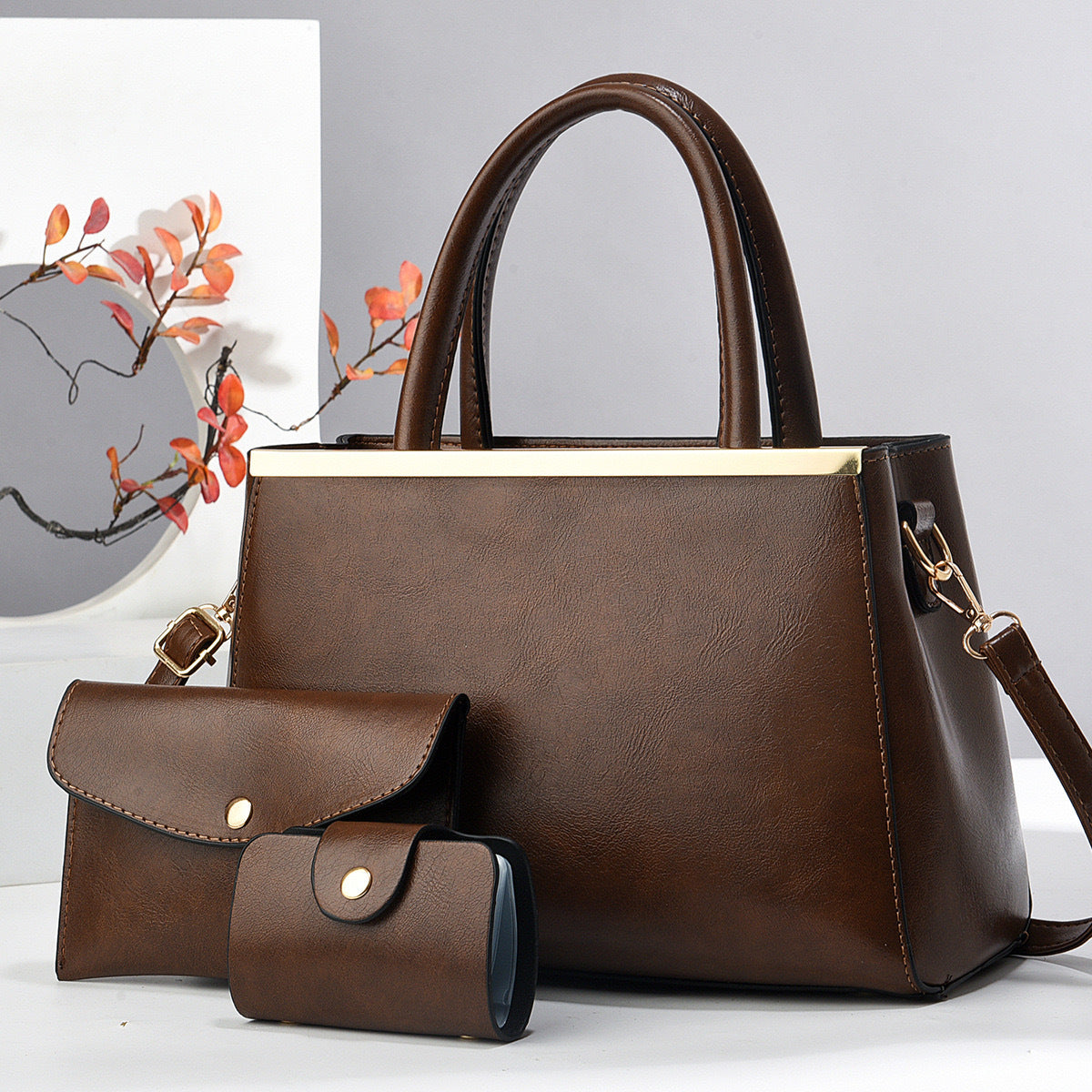 Lady's Material Retro Portable Mix Simple Large Women's Handbag