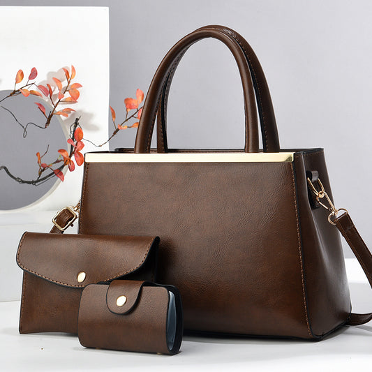 Lady's Material Retro Portable Mix Simple Large Women's Handbag