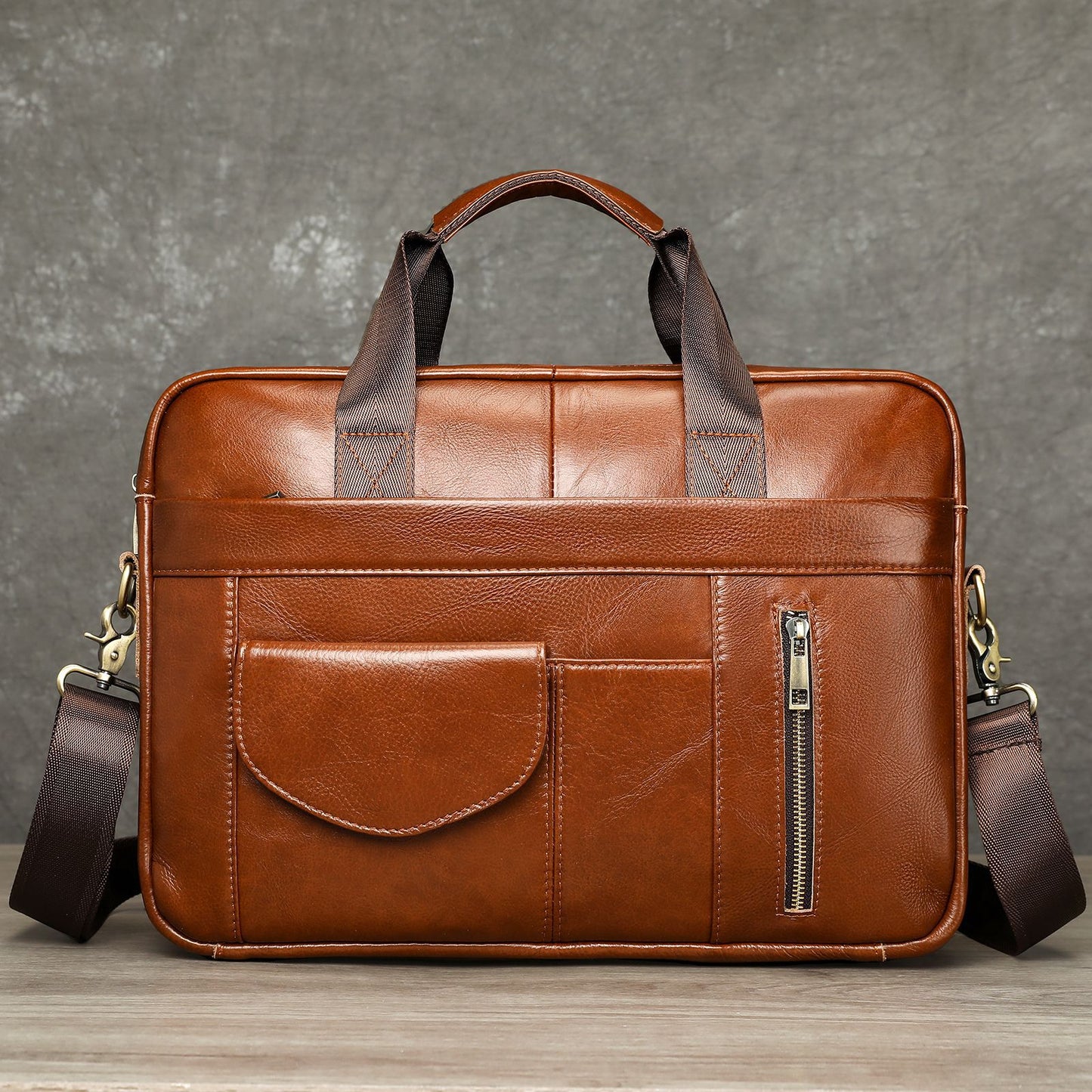 Men's Leather Business First Layer Cowhide Portable Lawyer Men's Bags