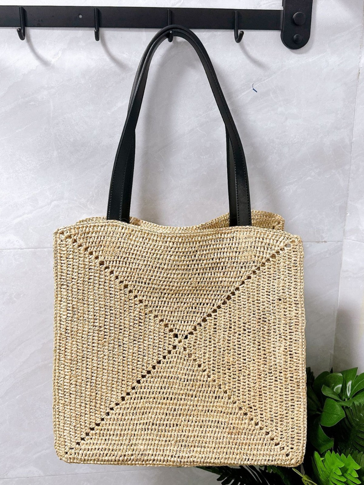 Women's Hand Crocheting Raffia Woven Large Capacity Shoulder Bags